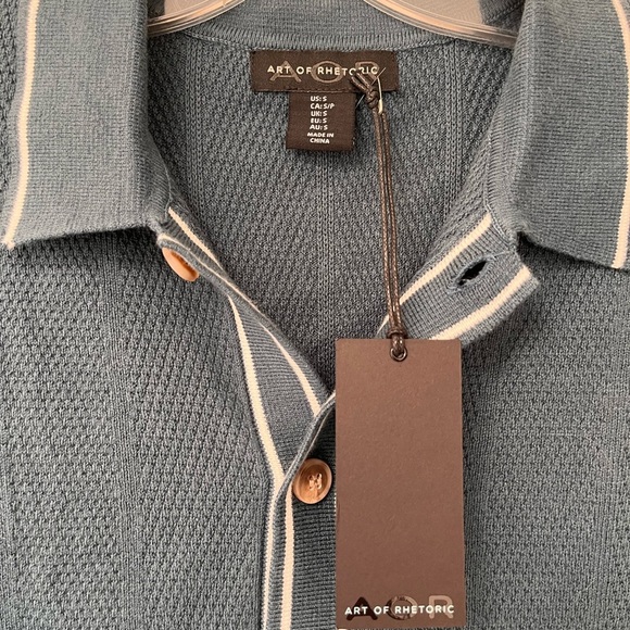 NWT Art of Rhetoric Textured Knit Button Up Polo Shirt S - Picture 4 of 11